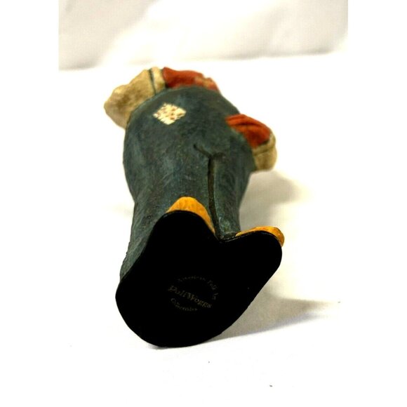 Poliwogg? Pumpkinhead American Folk Art Man Holding Doll Creepy Face 6" - Picture 7 of 9